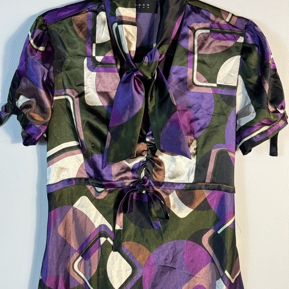 Koan Elegant Purple Geometric Italian Dress 6 - Picture 4 of 11